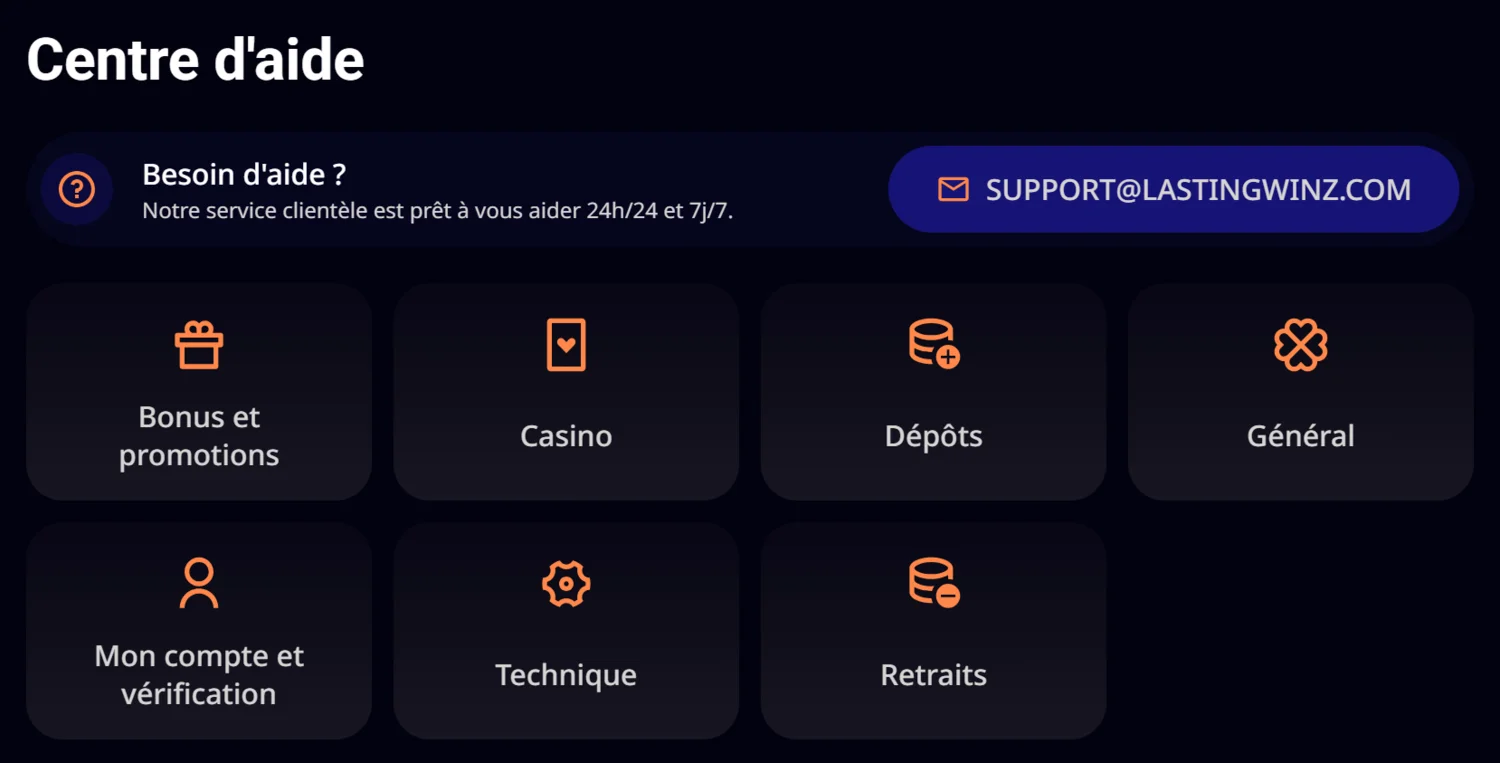 LastingWinz Casino Support client